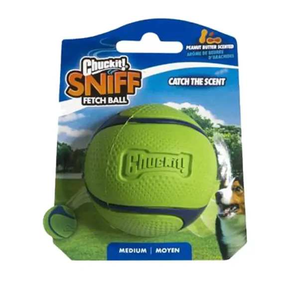 CHUCKIT snif fetch balle parfumée beurre de cacahuète M