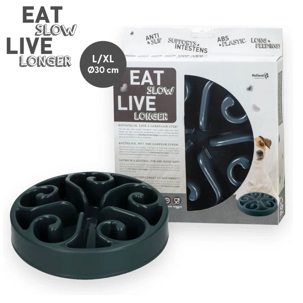 EAT SLOW Live longer (anti glouton) gris L