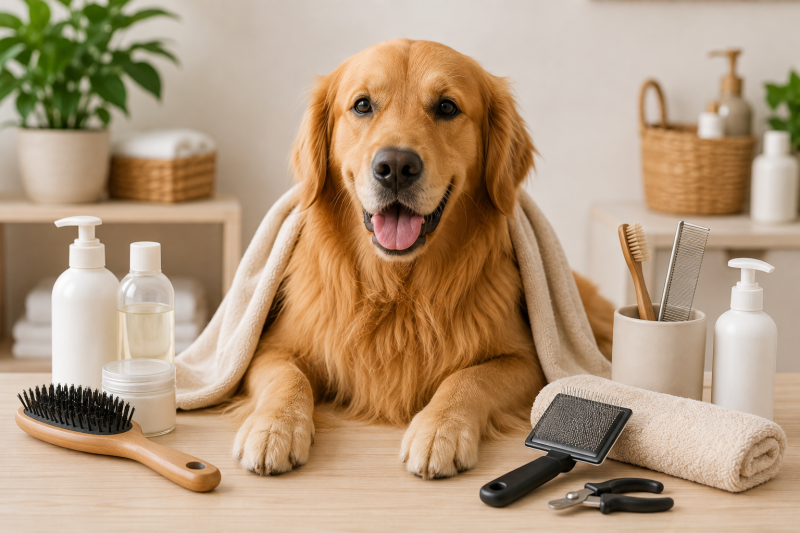 Brosse pour chiens . Shampooing chien . Shampooing sec . Toilettage chiens 