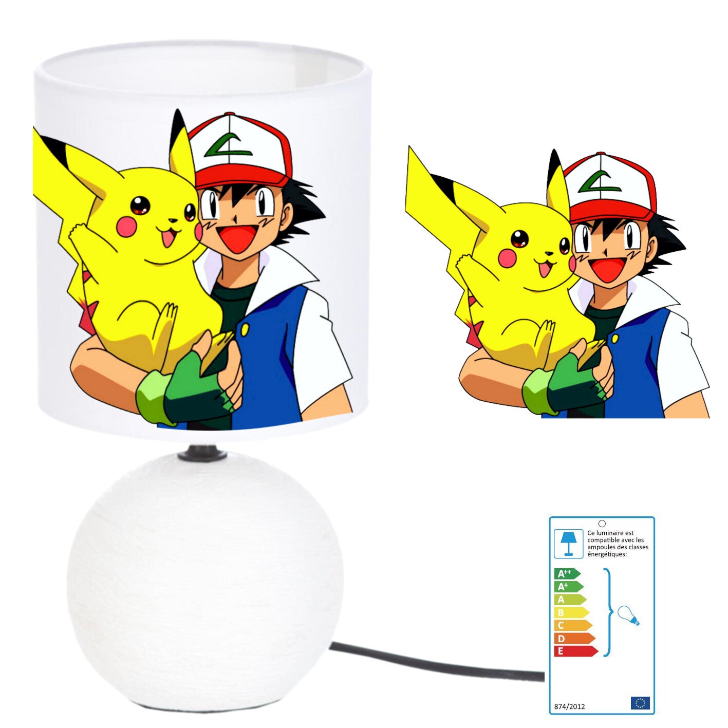 LAMPE DE CHEVET CRÉATION KIKOUCAT MADE IN FRANCE PIED EN CÉRAMIQUE PERSONNALISABLE AVEC PRÉNOM ou pas