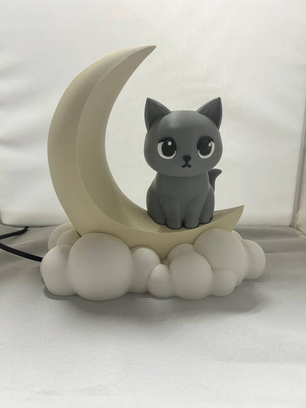 Cat and Moon 3D Printed Lamp