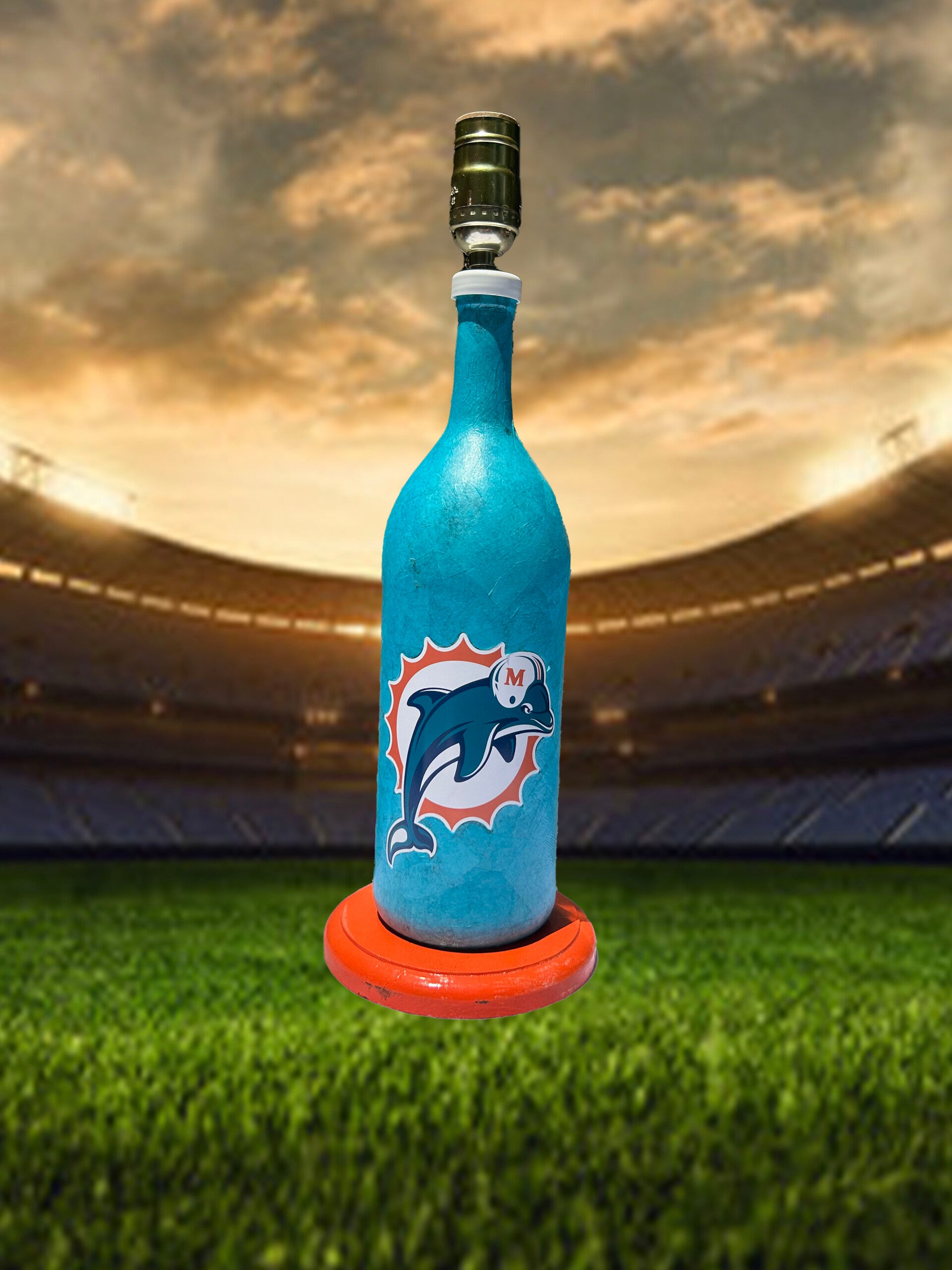 Miami Dolphins Old Logo Bottle Lamp