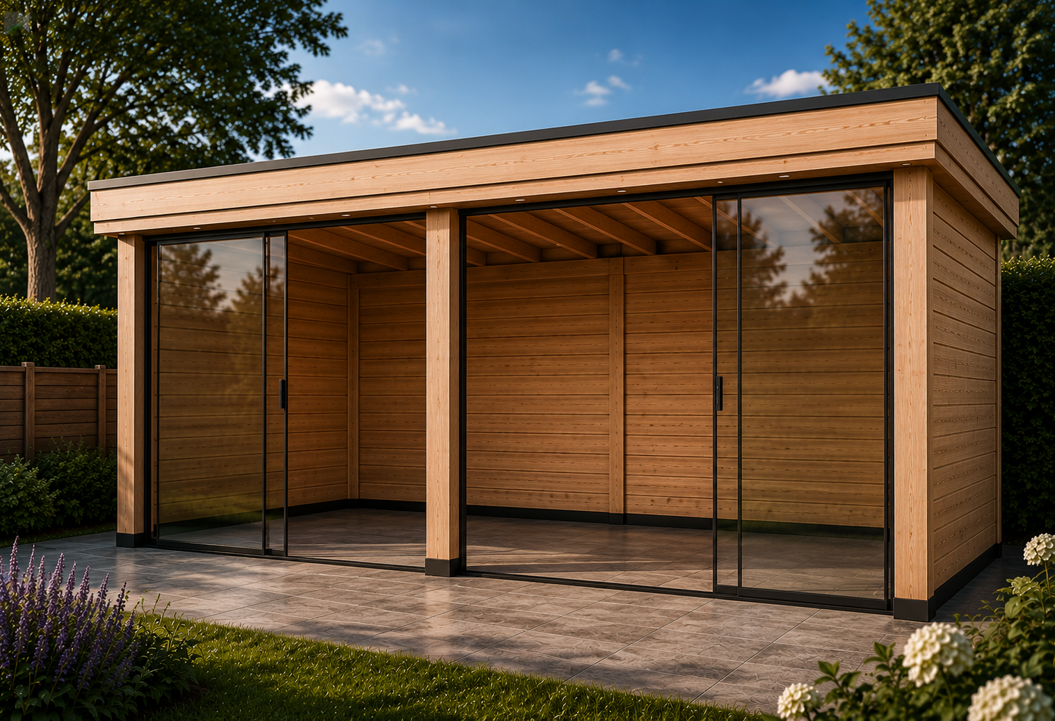 Overkapping 5x3 3 wanden + glas voor