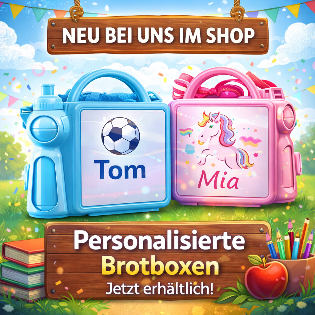 Personalisierte Brotdose inkl. Trinkflasche – mit Name oder Foto