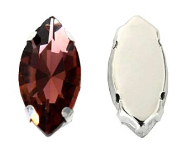 Glass Navette 15x7mm Amethyst