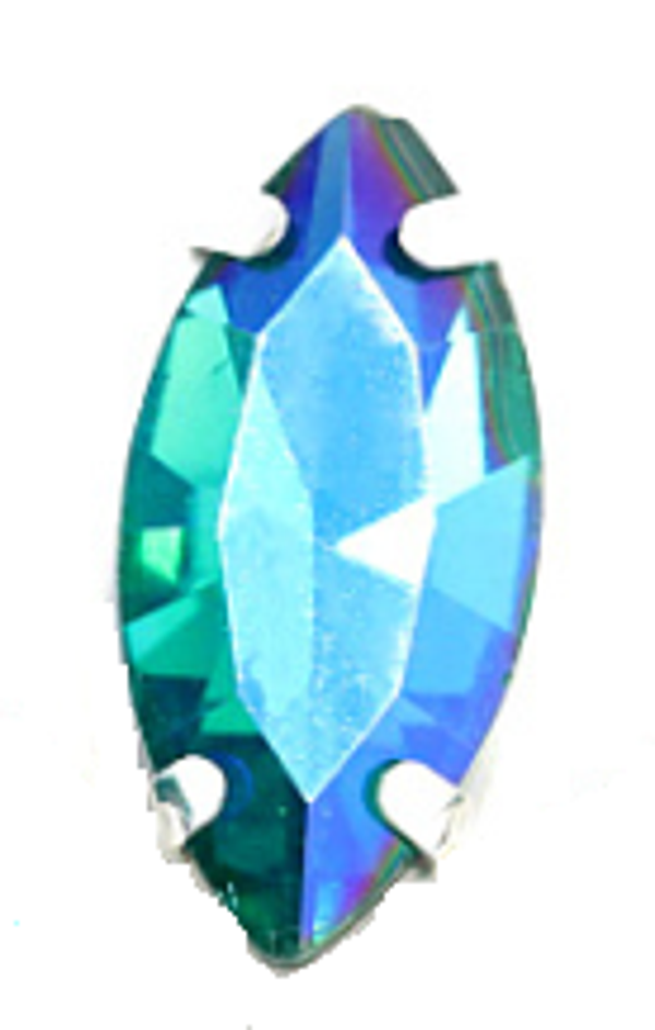 Glass Navette 15x7mm Emerald AB