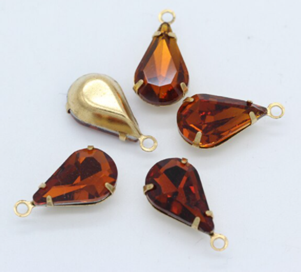 Glass Drop Pendant 13x8mm Coffee