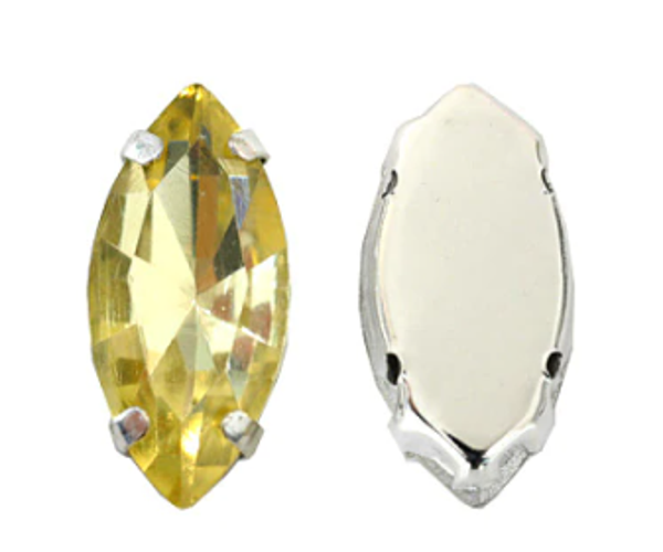 Glass Navette 15x7mm Sunshine Yellow