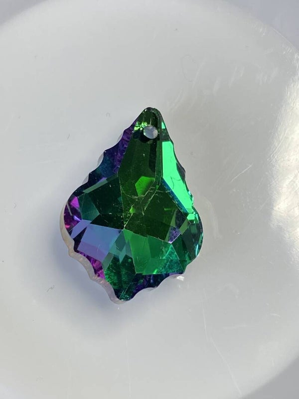 Glass Baroque Drop Emerald Shimmer 22x15mm