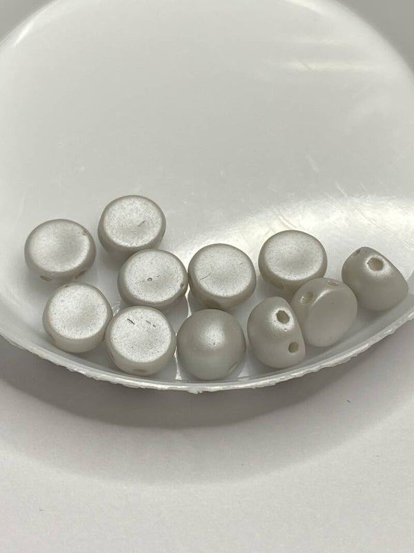 2 hole Cabochon 6mm Pastel Light Grey