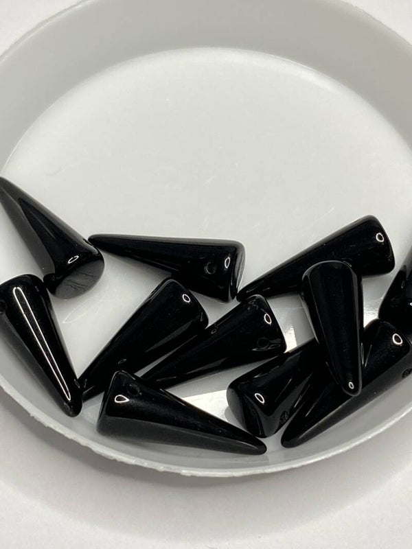 Spike Beads 15x11mm Jet
