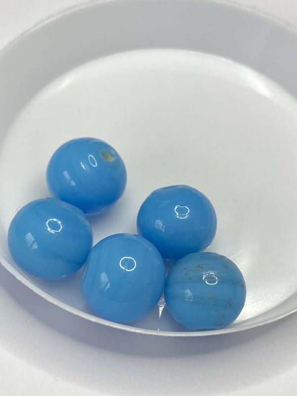 Round Beads Glass 11mm Blue