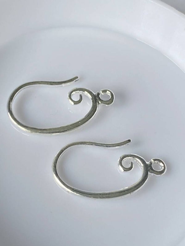 Earwire Silver Tone Swirl 20mm