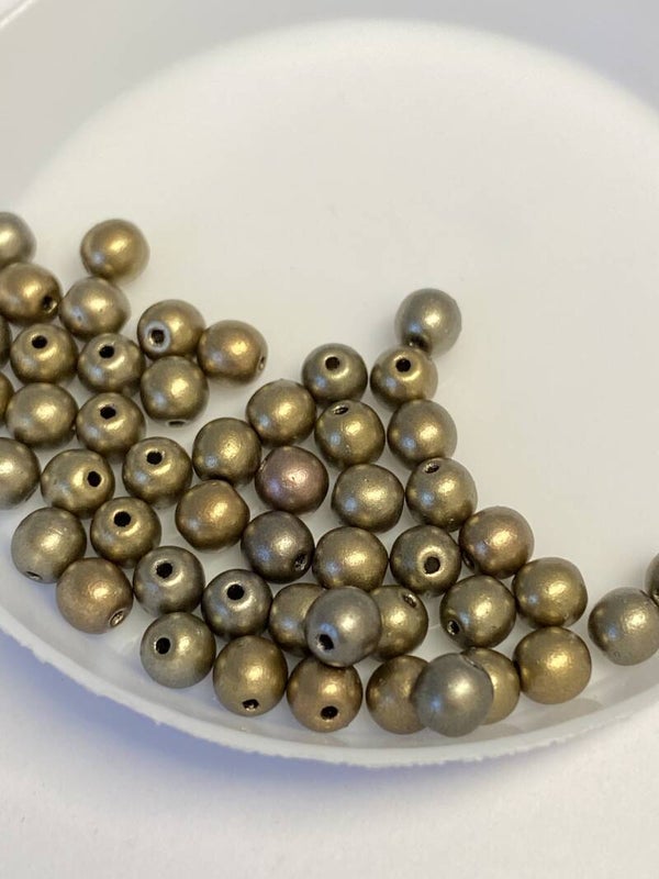 Round Beads Glass 4mm Zinc Iris
