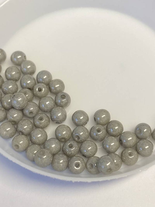 Round Beads Glass 4mm Grey Luster