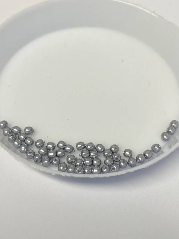 Round Beads Glass 2mm Light Grey