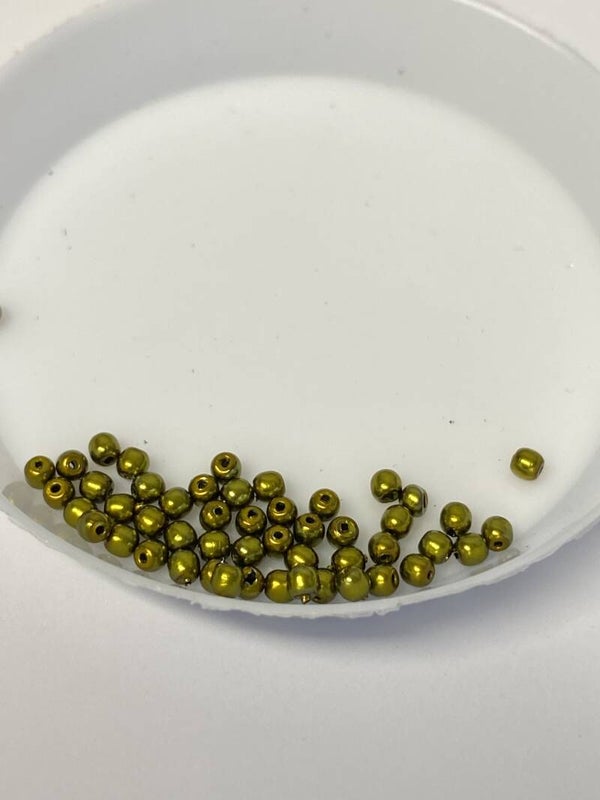 Round Beads Glass 2mm Moss Green