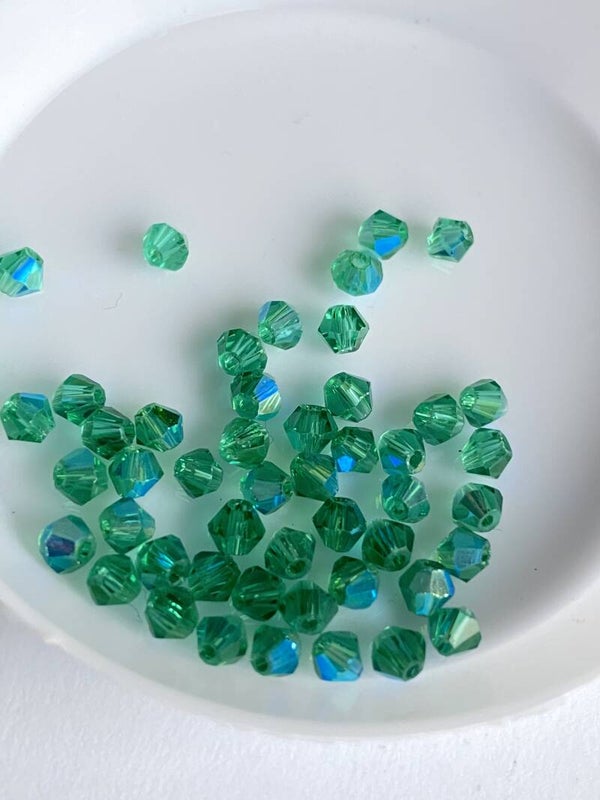 Glass Bicone 3mm Emerald AB