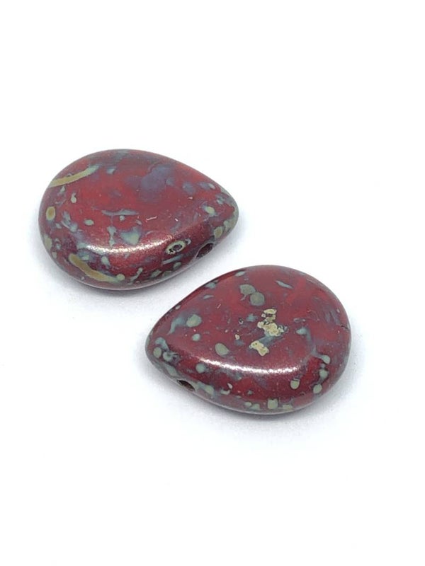 Side Drilled Drop flat 11x12x6 Red Picasso