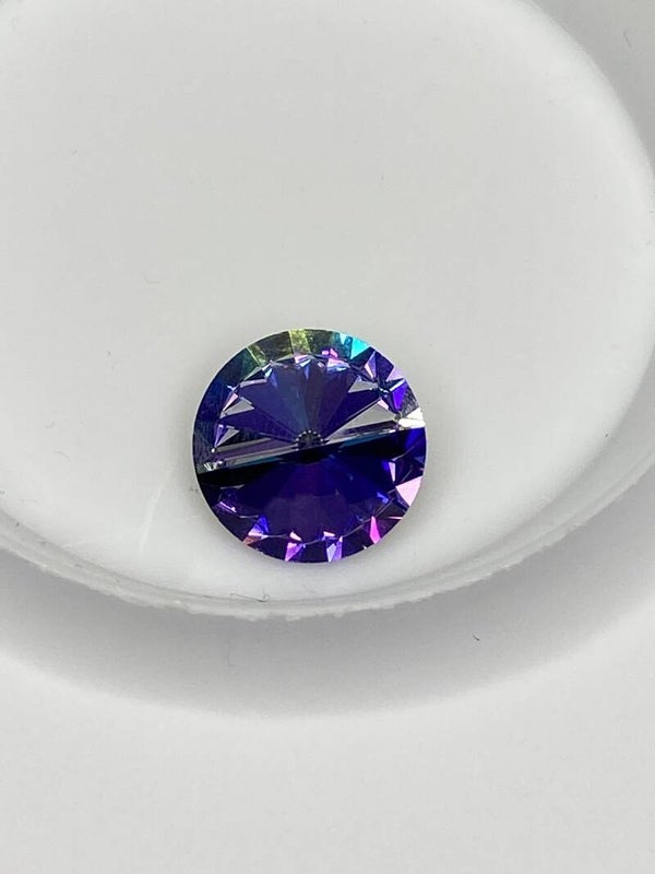 Glass Rivoli 14mm Tanzanite / Crystal