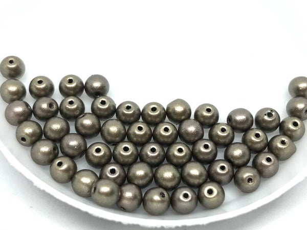 Round Beads Glass 4mm Light Brown