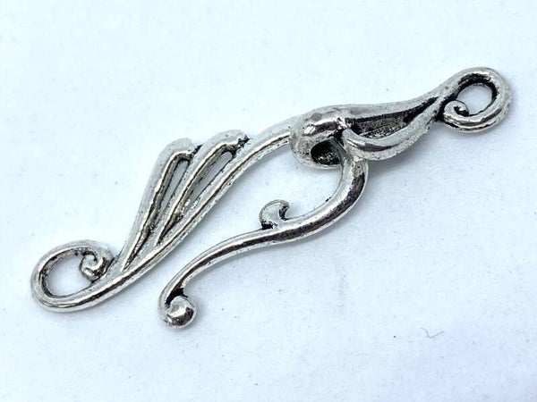 Hook Clasp Swirl 25mm Silver Tone