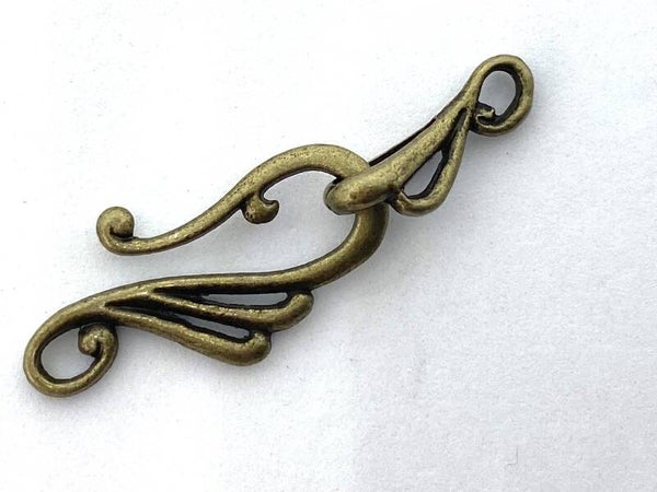 Hook Clasp Swirl 25mm Bronze Tone