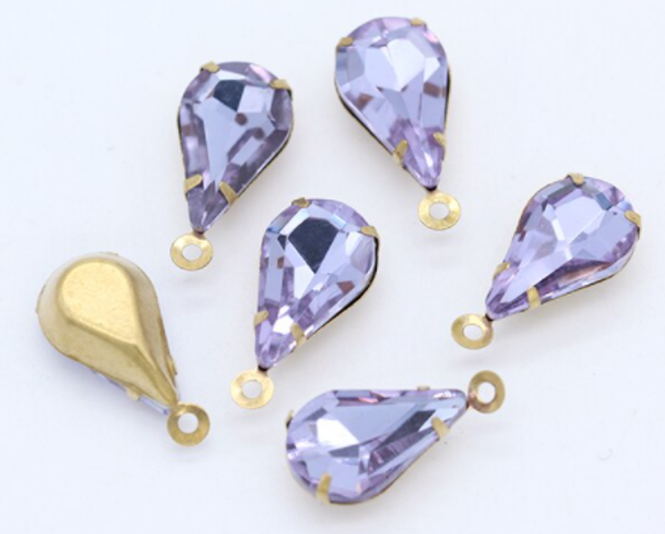 Glass Drop Pendant 13x8mm Light Violet