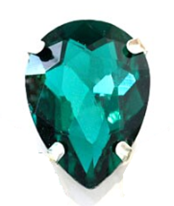 Glass Drop 25x18mm Peacock Blue