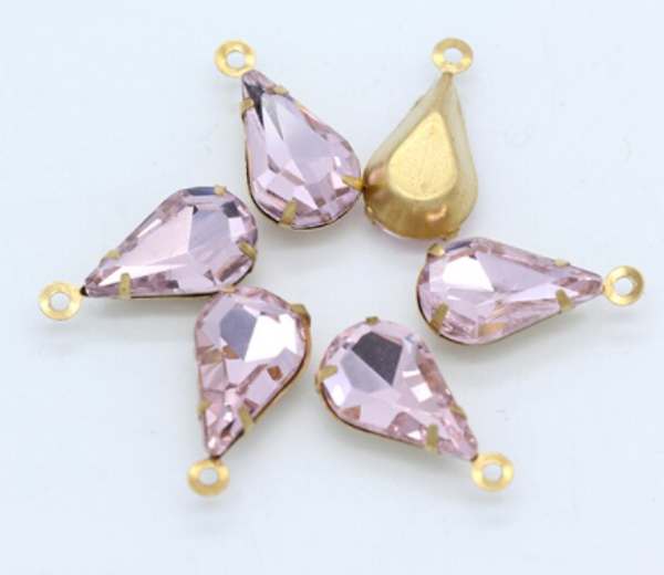 Glass Drop Pendant 13x8mm Light Pink