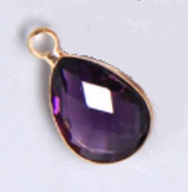 Glass Pendant Purple / Gold 15x11mm