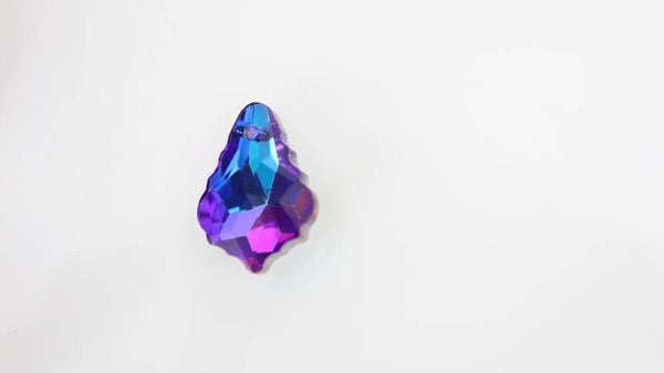 Glass Baroque Drop Heliothope 22x15mm