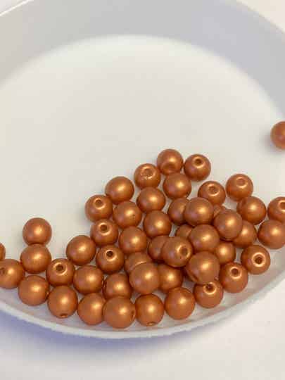 Round Beads Glass 4mm Metallic Bronze