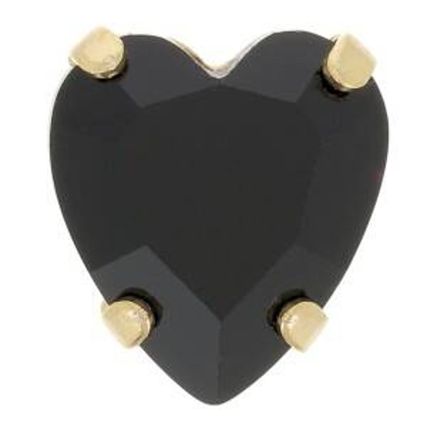 Aurora Crystal Antique Heart in Setting Jet / Gold tone 11x10