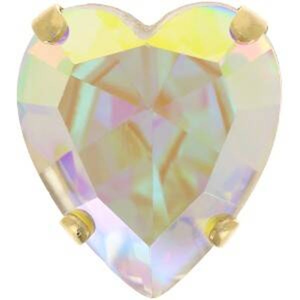 Aurora Crystal Antique Heart in Setting Crystal AB / Gold tone 11x10