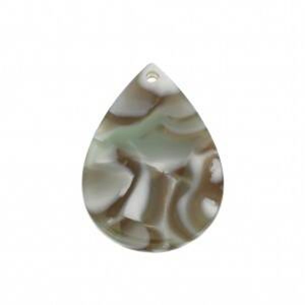 Drop Pendant 31x22mm Dark Brown / Pearl Grey