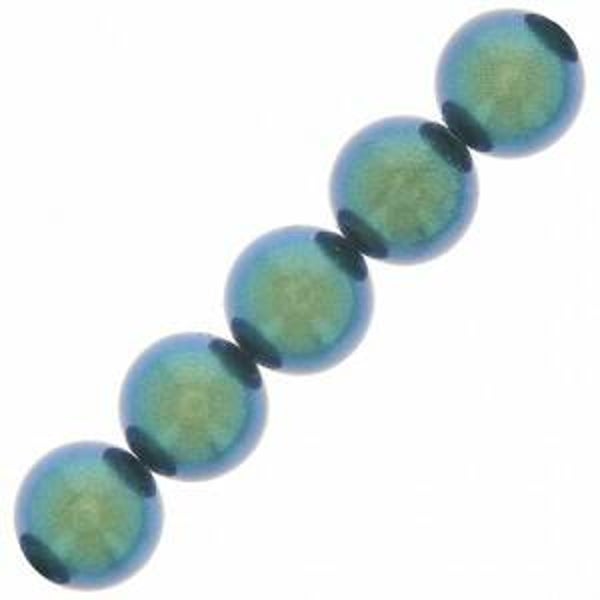 Preciosa Round Maxima 10mm Pearlescent Peacock