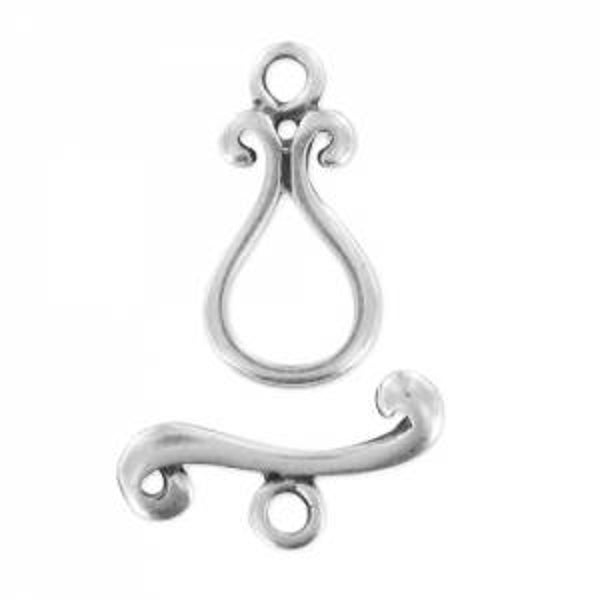 Toggle clasp arabesque 21mm Old silver tone