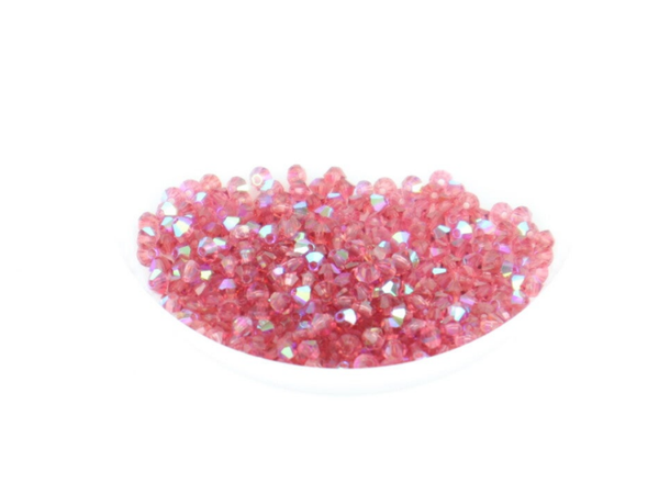 DeLara Crystal Bicone 3mm Hot Pink AB