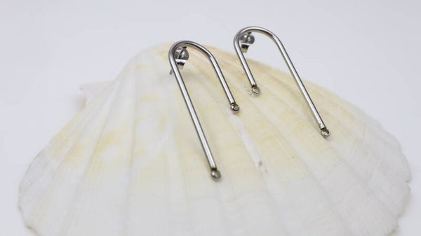Earring 2 sided Silver Tone