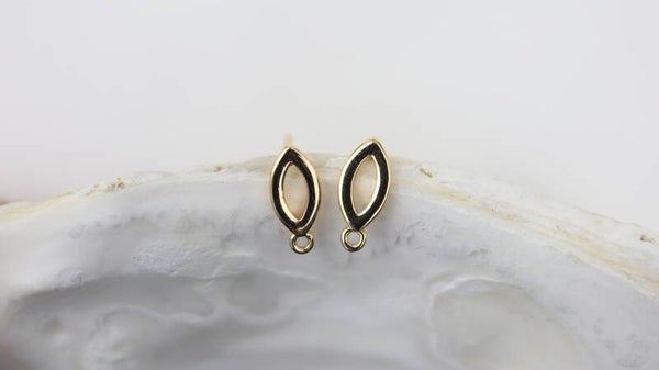 Earstud Navette 10mm 18K fine plated