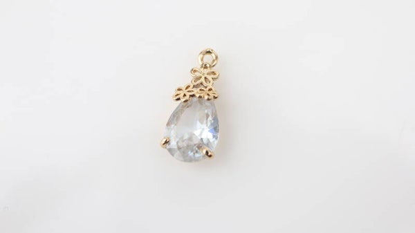 Drop Pendant Flower 16x9mm Crystal / Gold