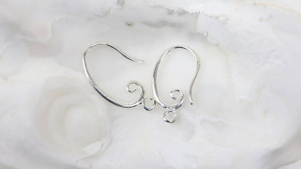 Earwire Silver Tone Swirl 20mm