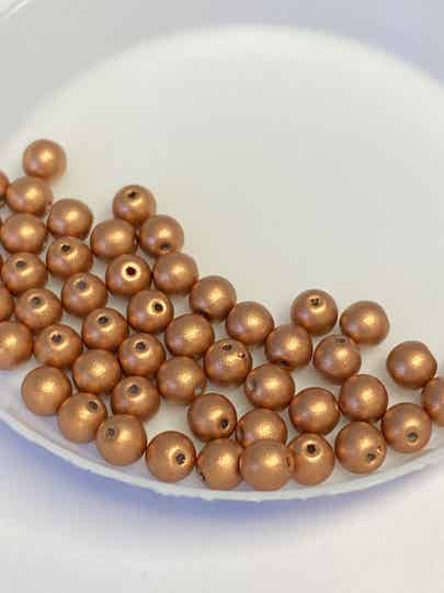 Round Beads Glass 4mm Vintage Copper