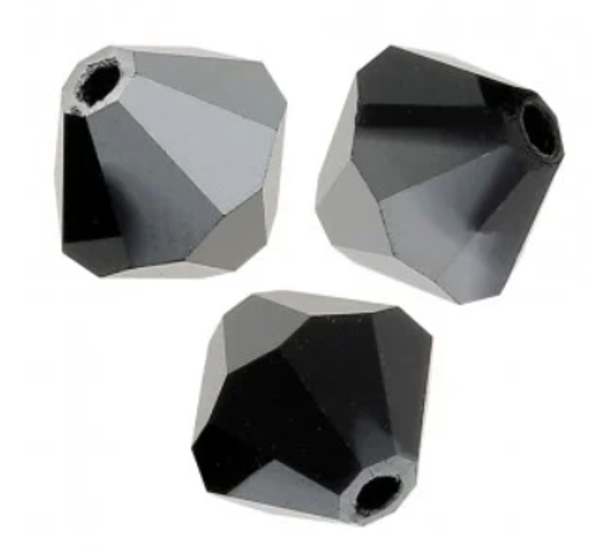 Preciosa Bicone 3mm Jet Hematite Half