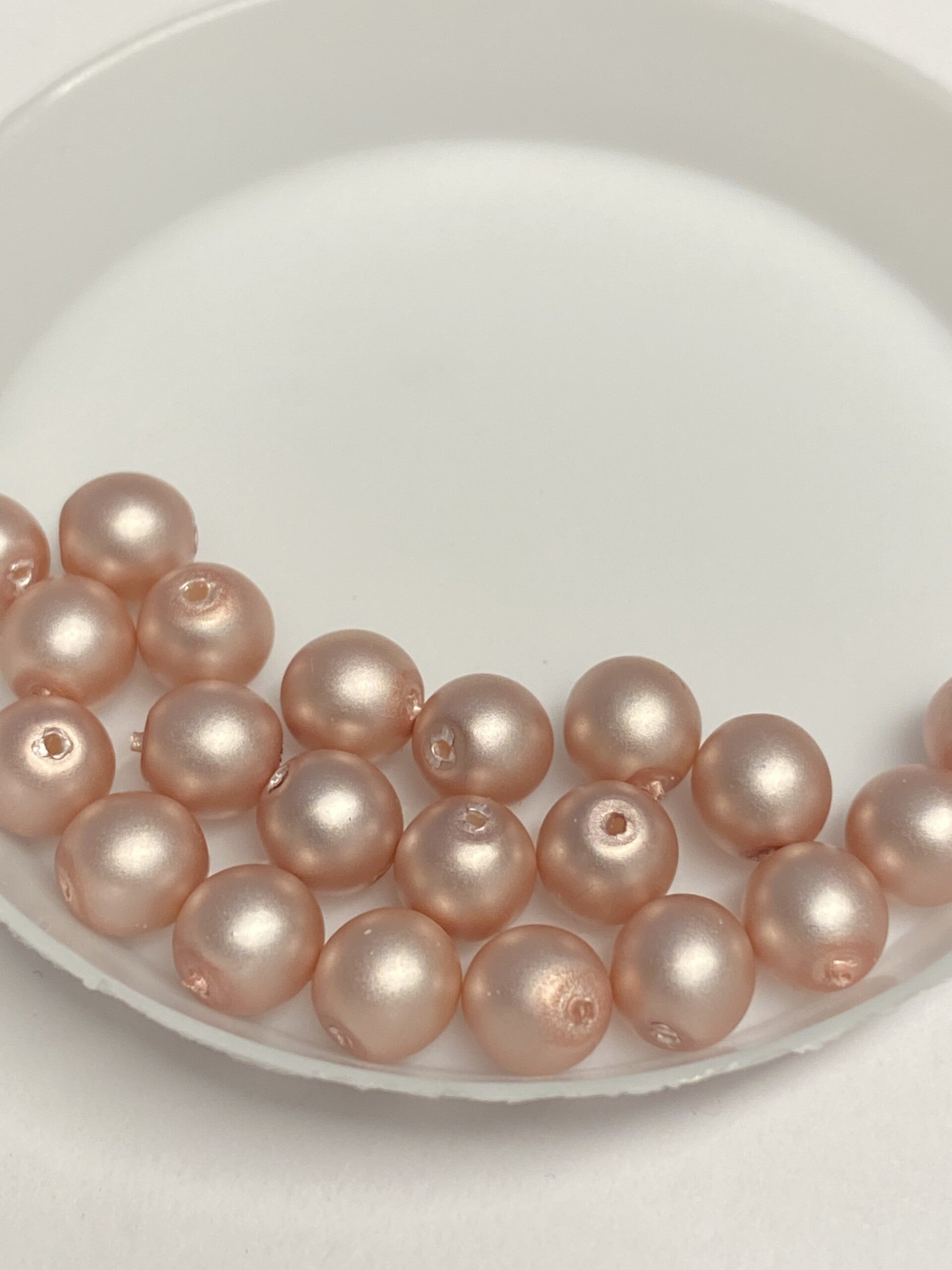 Round Beads Glass 6mm Powder Rose