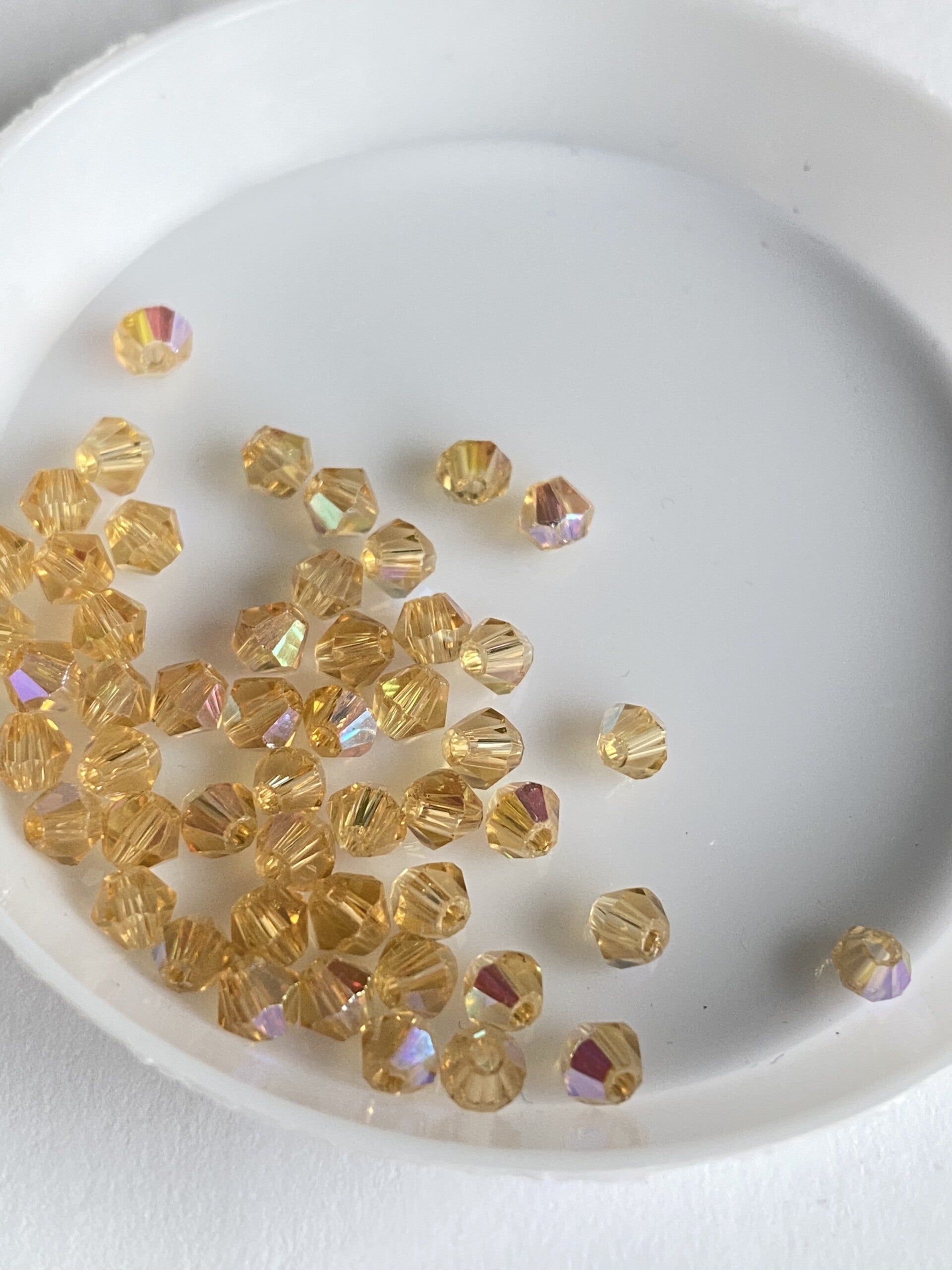 Glass Bicone 3mm Light Colorado Topaz AB