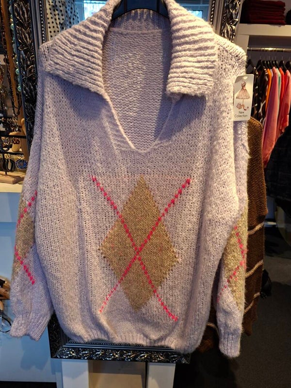 Trui wiebertje gebreid lila 1720