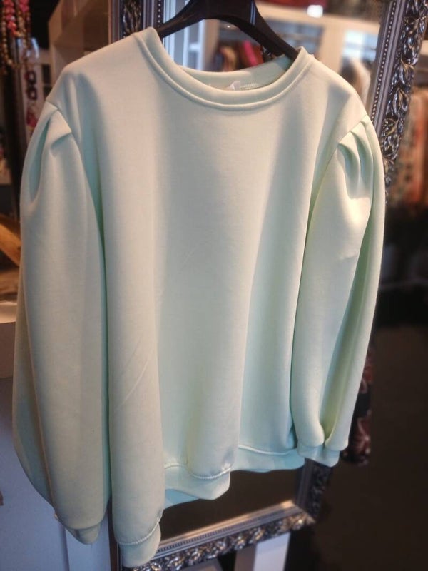 Trui met pofmouw mint groen 1729