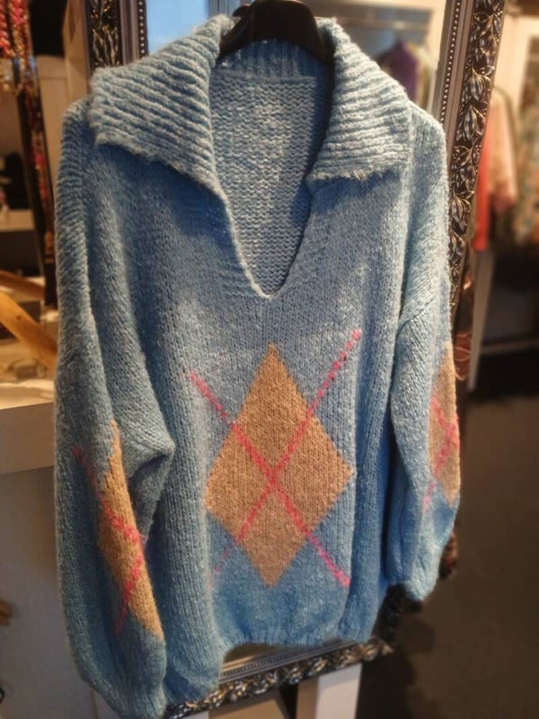 Trui wiebertje gebreid baby blauw 1748